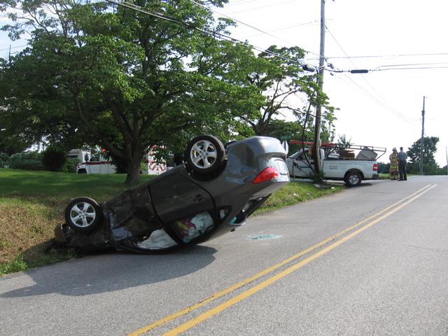 One overturned on Media Road.